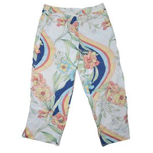 banana bay rainbow floral tropical capri pants size small
